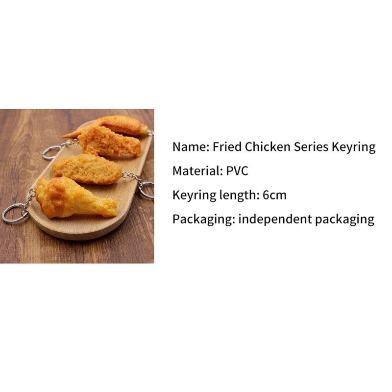 Funny Fried Chicken Leg Chicken Wing Keychain Creative Mini Simulation Food Pendant With Key Ring For Handbag Purse Accessories