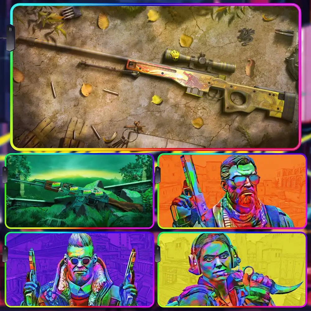 

Коврик для мыши CSGO Firearms с подсветкой, игровой коврик для стола с RGB-подсветкой, коврик для клавиатуры и мыши для ПК
