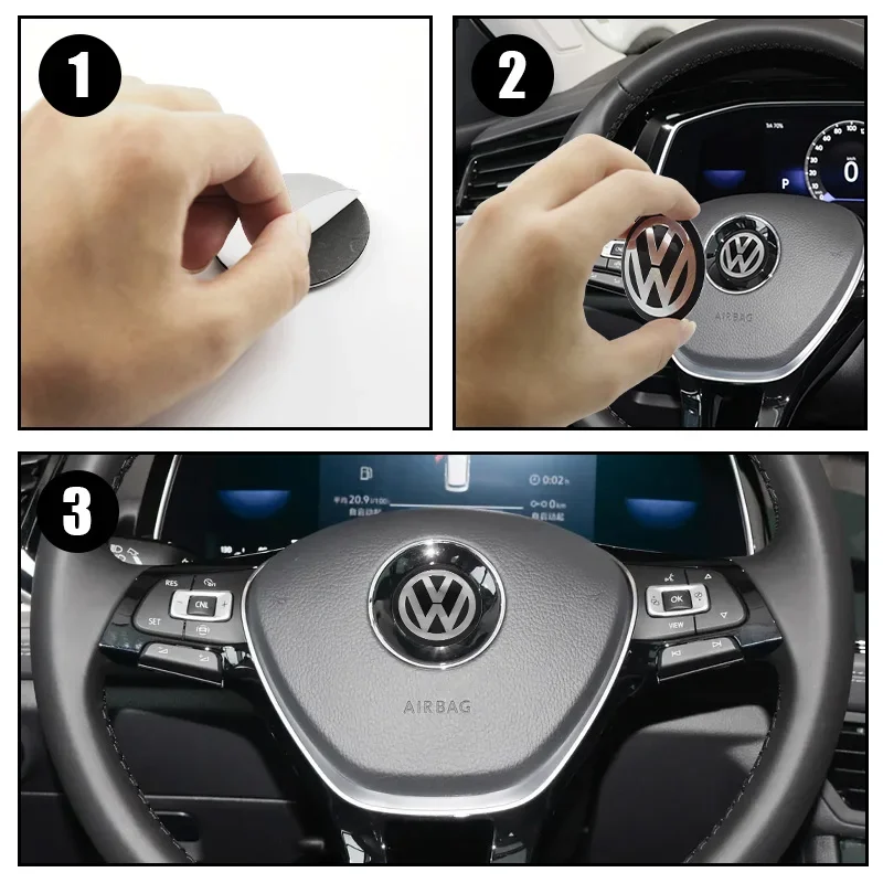 For VW Volkswagen Jetta MK5 Golf Car Steering Wheel Center Emblem Badge Sticker For Volkswagen VW Golf Polo Passat GTI R Line R3 view 4