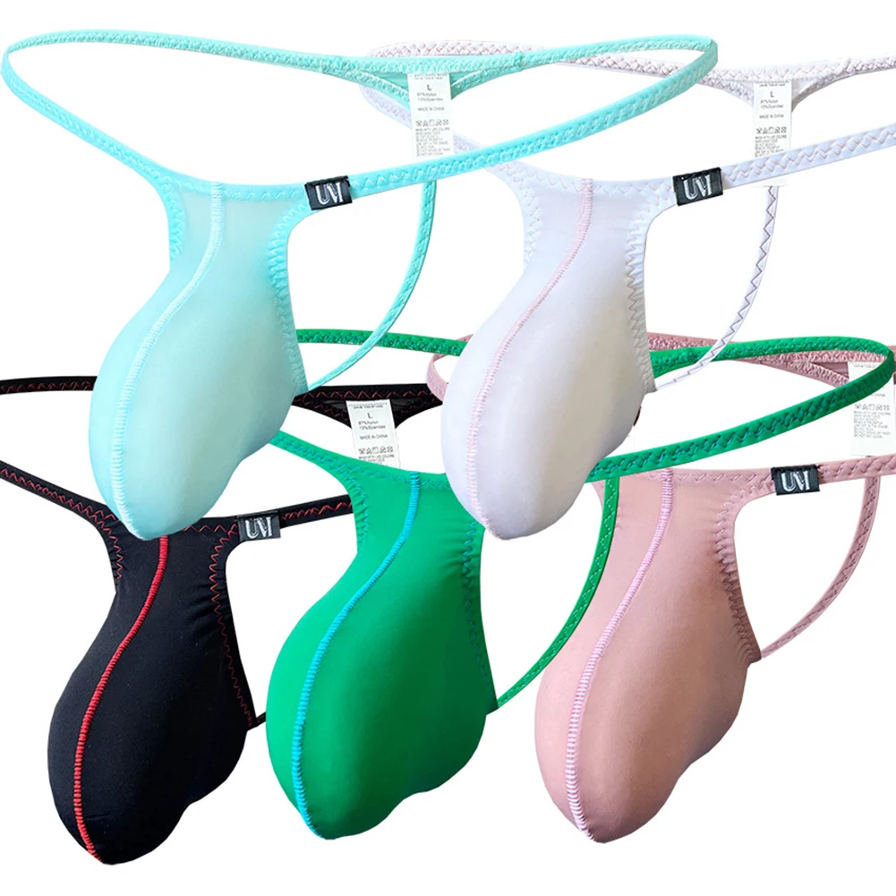 T-back Briefs Men Thong Underwear For Clubwear Thin Side Straps T-back Design Low Rise Fit Solid Pattern For Men