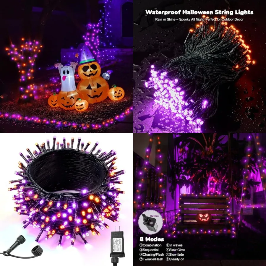 

Halloween Lights 500LED 174Feet, Super Bright LED Halloween String Lights with UL Certified, 8 Lighting Modes, Timer, Memory an