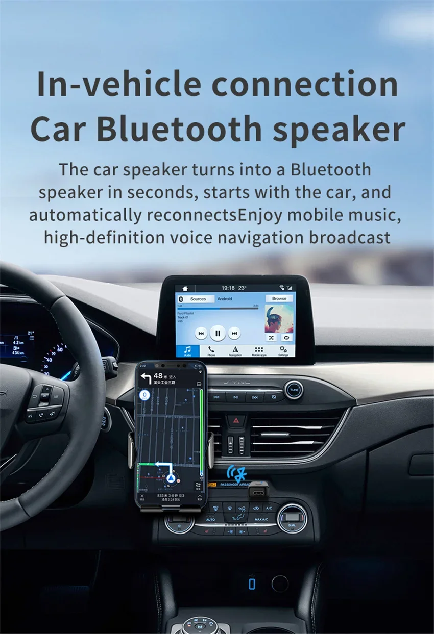 2 in 1 Wireless Bluetooth 5.0 ตัวรับสัญญาณอะแดปเตอร์แจ็ค 3.5 มม.สําหรับเครื่องเสียงรถยนต์ Aux A2dp หูฟัง Reciever แฮนด์ฟรี