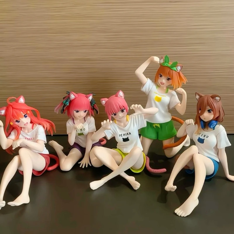 

Anime Cute Cat Nakano Yotsuba Ichika Nino Figurine The Quintessential Quintuplets Figure Nakano Miku Bunny Figures PVC 12cm Doll