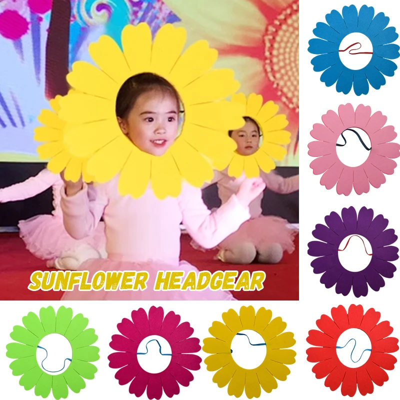 42 cm Zonnebloem Hoofddeksels Grappige Prestaties Rekwisieten Zonnebloem Hoed Kap voor Dance Party Festival Games Kinderkostuum Accessoire