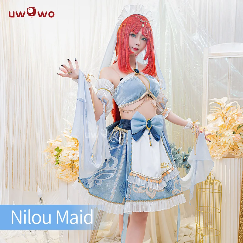 

LAST BATCH UWOWO Nilou Cosplay Genshin Impact Sumeru Cosplay Nilou Costume Fanart Maid Ver. Hydro Maid Dress Costumes