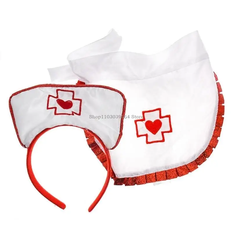 Krankenschwester Cosplay Accessoires, Frauen Halloween Krankenschwester Cosplay -Set, Krankenschwester Cosplay Set Nurse Schürze
