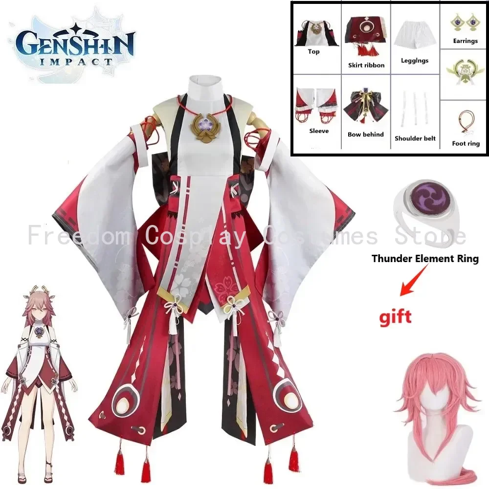 

Game Genshin Impact Cosplay Costumes Yae Miko Cos Halloween Clothes Sets Chinese Style Fox Ears Hairpin Headwear for Women Game