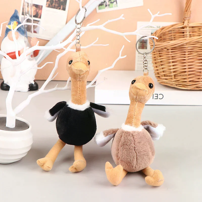 Simpatico struzzo peluche ciondolo cartone animato bambola di pezza morbida portachiavi zaino borsa per auto portachiavi decorazione regalo per bambini