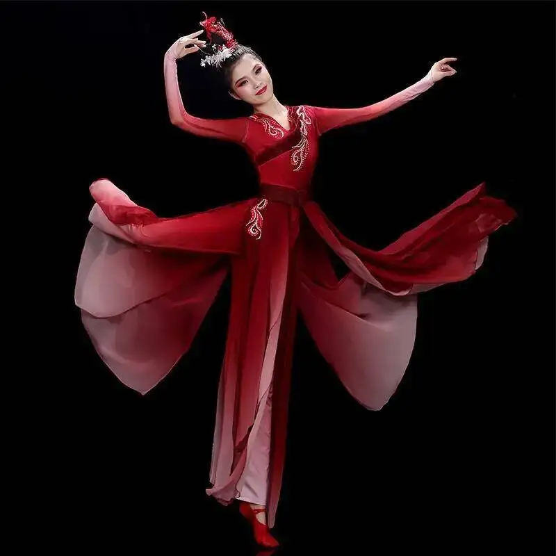

Fan Dance Performance Costume Chinese Style Costume Square Dance Umbrella Dance Modern Dress Classical Dancing Dress Dance Suit