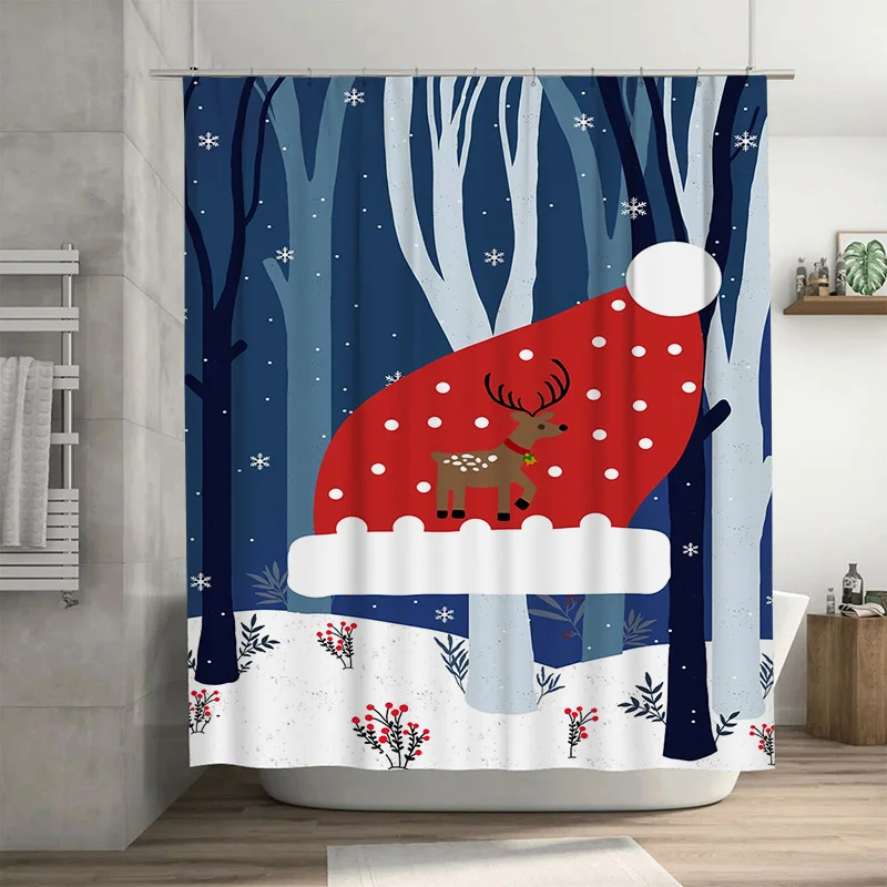 

Tuniu Праздничный Олень Занавеска Для Душа Милый Рождественский Лесной Олень Декор Для Ванной Комнаты Водонепроницаемый Праздничный Ложа Кабина Стиль Фон Фу