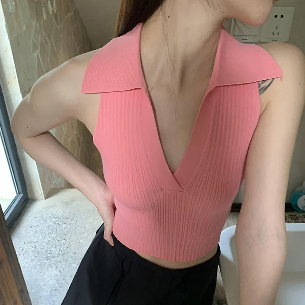 Women Off Shoulder Crop Tank Vest Girl Red Sleeveless Cami Solid Color Slim Fit Camis For Woman Crop Top S-XL Polo T Shirt Tops