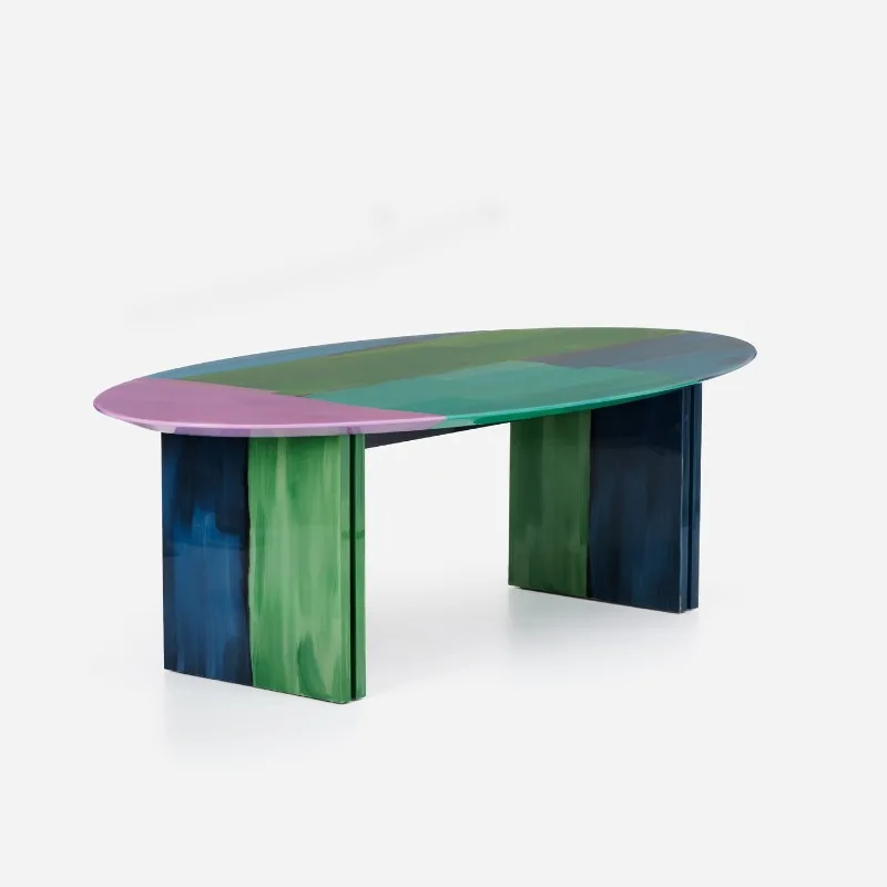 

Креативный обеденный стол из стекловолокна с росписью, цветной, для отдыха