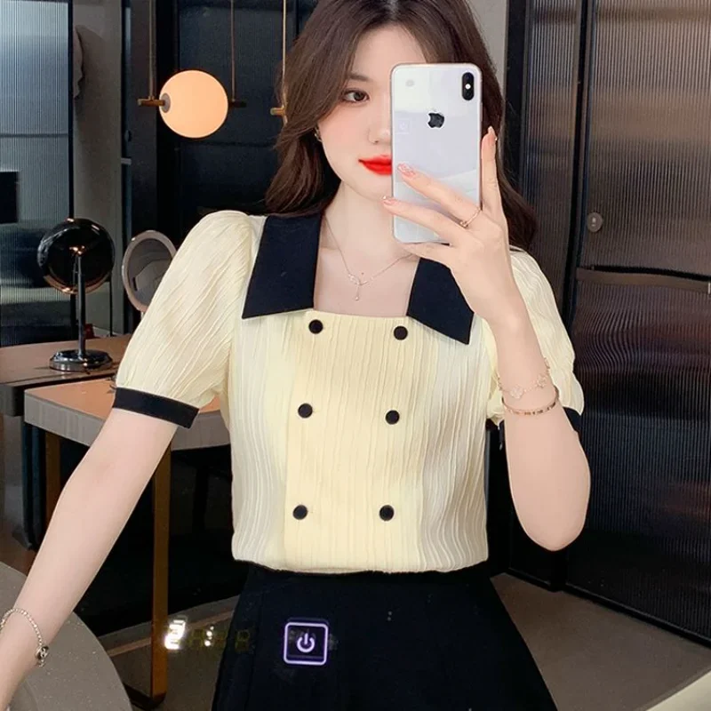 Shirts Women Button Simple Daily Elegant Attractive All-match Korean Style Basics Vintage Spring Ladies Sweet Delicate Comfort