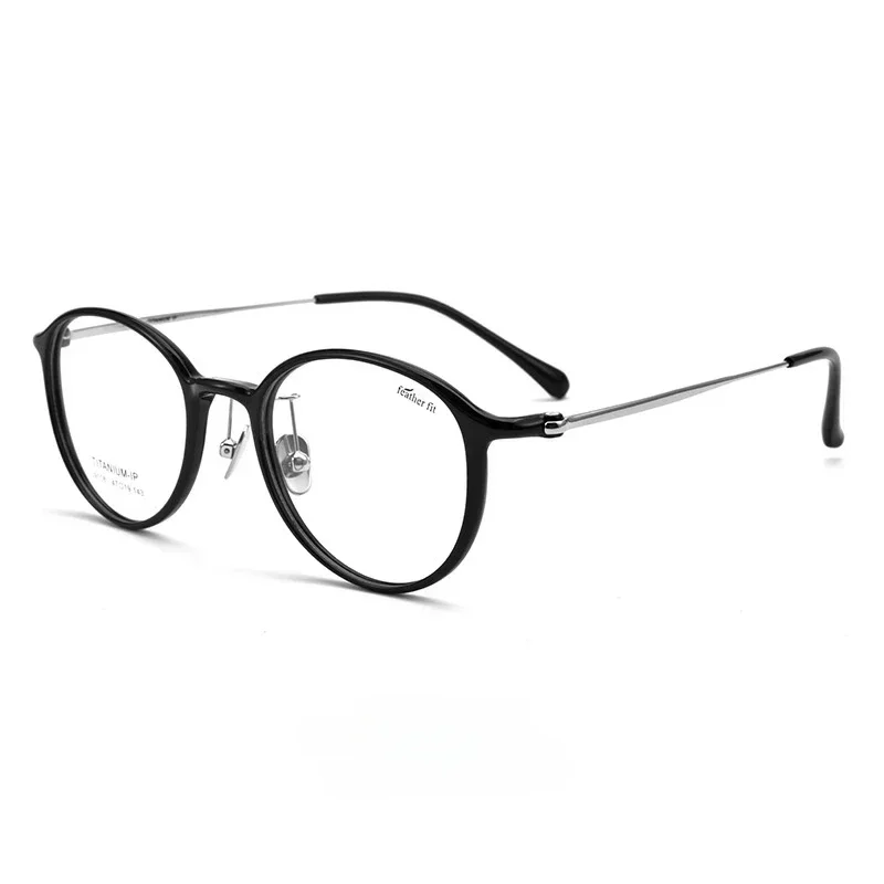 

TR90 Comfortable Eyewear Men Myopia Frame Women Pure Titanium Retro Round Optical Prescription Glasses Ultralight 7g Flexible