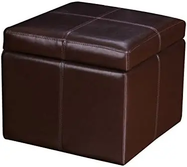 

Bonded Leather Contrast Stitch Square Cube Ottoman Footstool, 16", Tan Rotary cutter Pocket Wuta official store Leatherworking