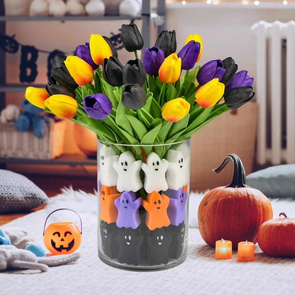 

39 Halloween vase filling decoration sets, 15 tulip artificial flowers, 24 ghost vase filling sets