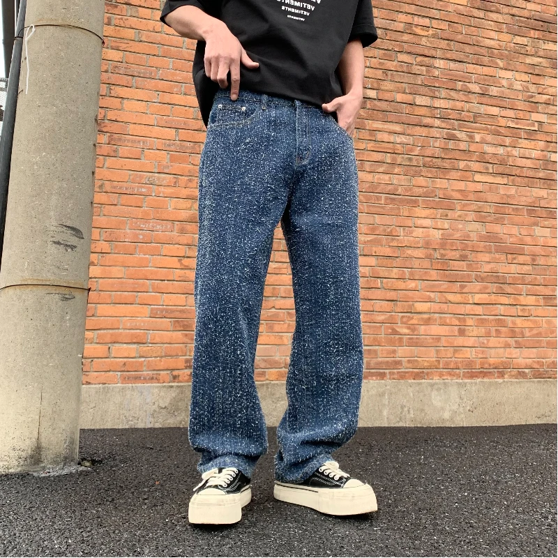 

new fashion loose-fit straight-leg retro blue wash jeans