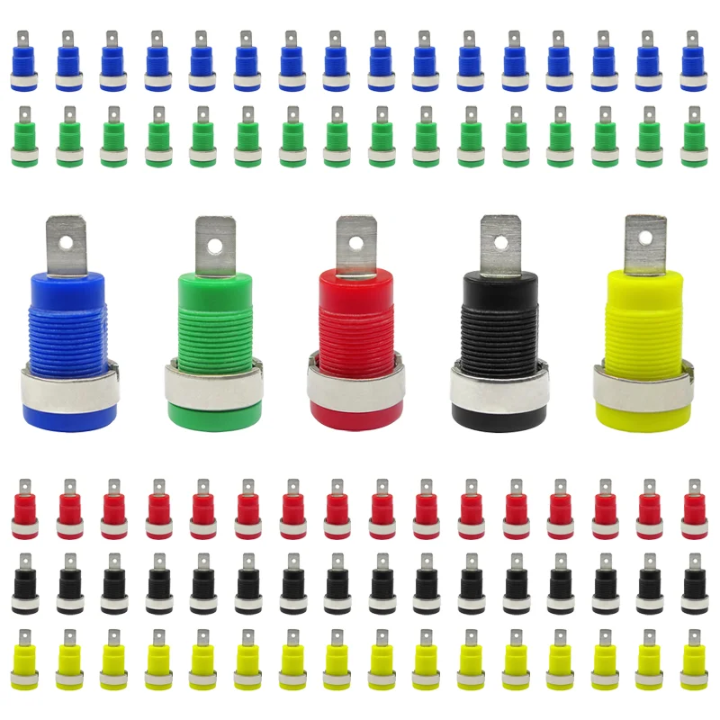 

40/200PCS 32A 4mm 5 Colors Banana Socket Terminal Female Jack Panel Mount Socket Binding Post Wire Connector Insulated Safety