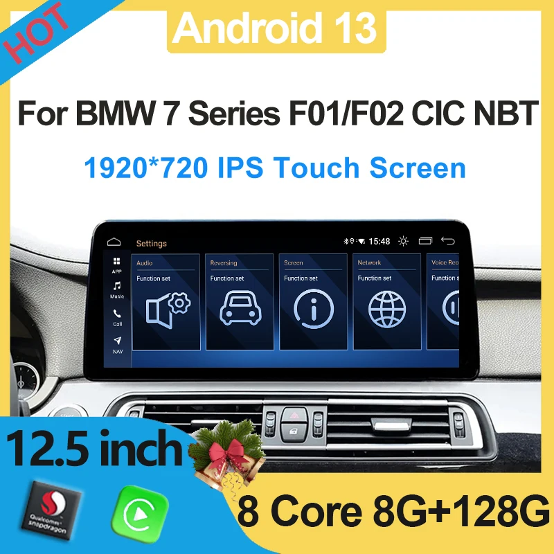 Car Video Player For BMW 740 Series F01 F02 Central Multimedia Screen Qualcomm Android13 8 Core 8G 256G IPS 1920P Carplay Auto