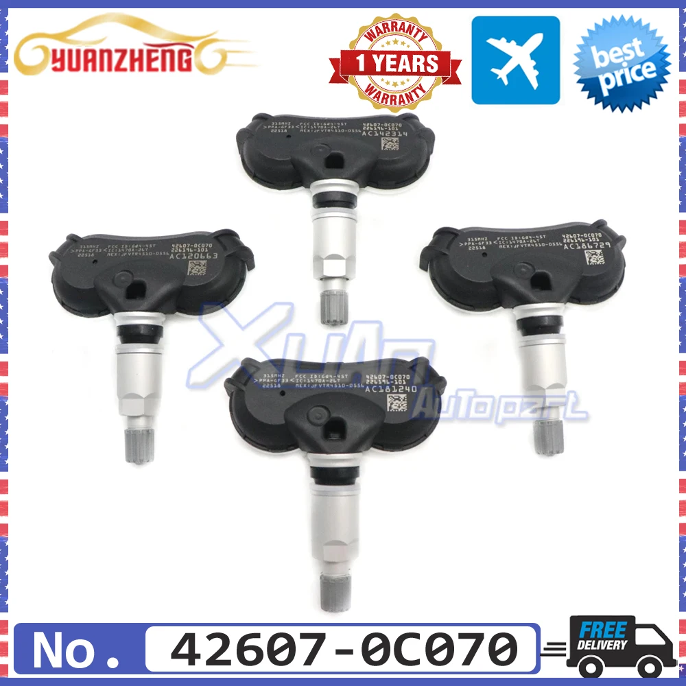 

1/4 шт. новый датчик давления TPMS 42607-0C070 для Toyota Sequoia 315 МГц 2014-2017 TPMS датчик системы мониторинга давления в шинах