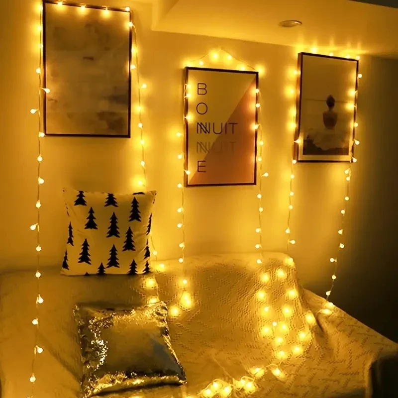 Cadena de luces LED en forma de bola para acampar al aire libre, dosel, tienda, luces decorativas para jardín, accesorios, decoraciones navideñas