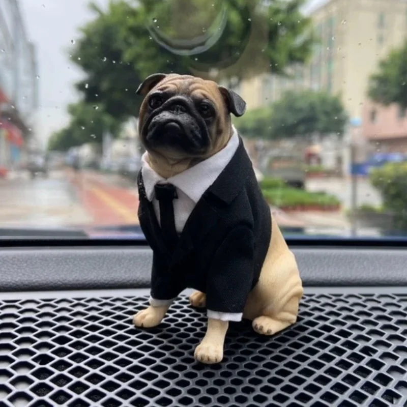 JxK 1/6 Suit Pug Dog Model Pet Healing Figure Animal  Toy Collection Decoration Adults Birthday Creative Gift