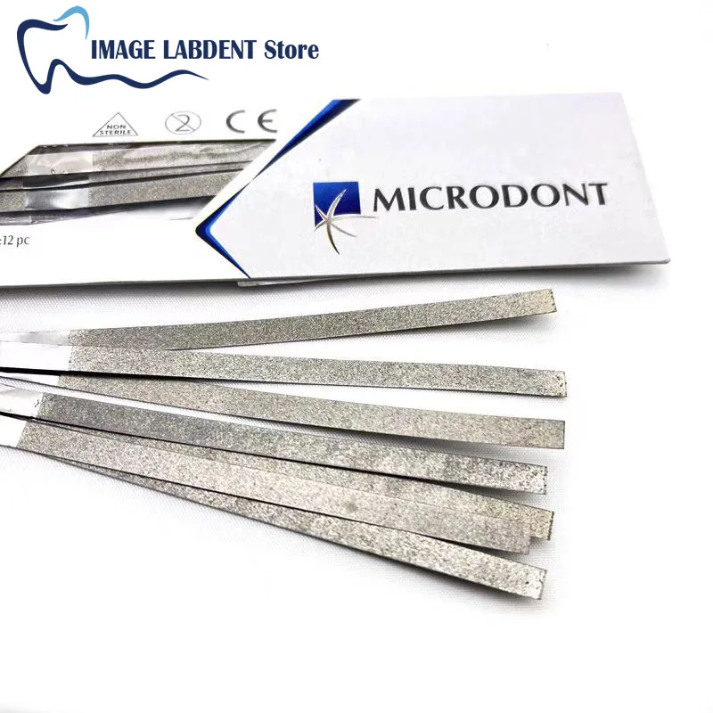 12Pcs/Box Dental Stainless Steel Polishing Stick Strip Single/Double Side of Alumina-Plated Sanding Surface MICRODONT