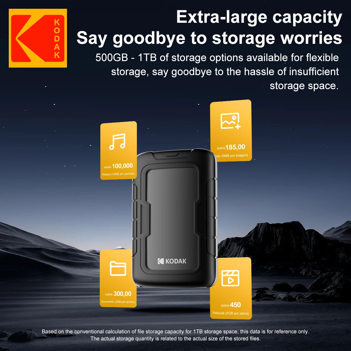 Kodak P110 Tragbare externe Festplatte 500 GB 1T 2T USB3.0 Leichte PHDD mit Silikon-Schutzhülle für PC-Tablets PS5 – Detail 2