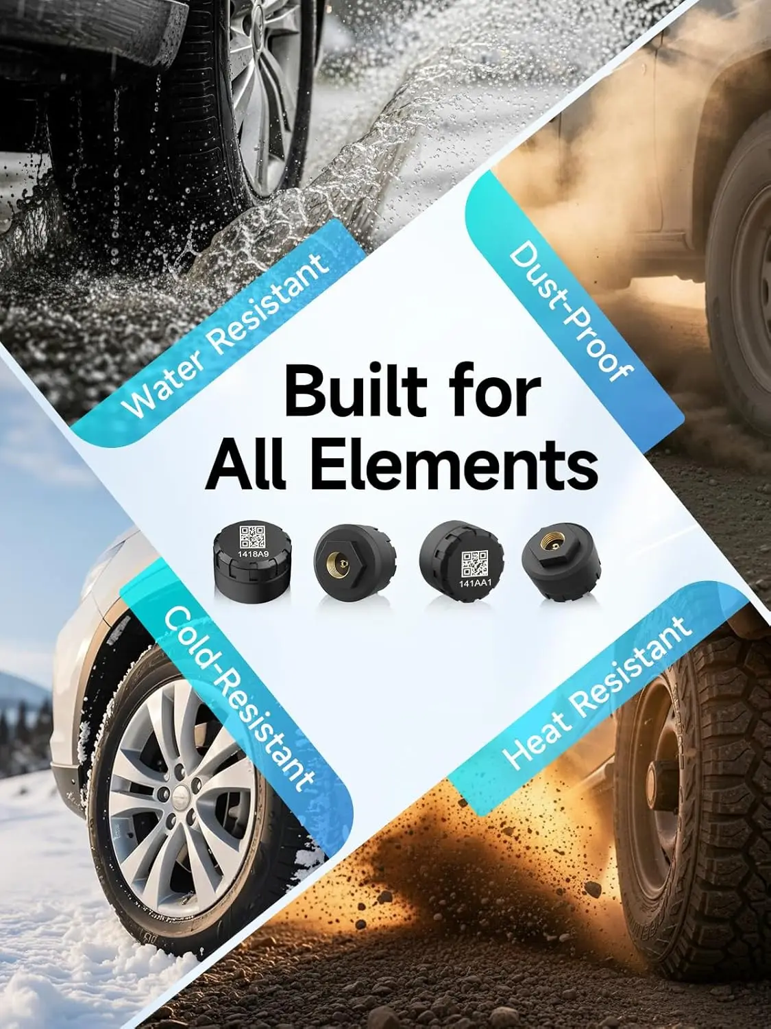 نظام مراقبة ضغط الإطارات Moman RV، مجموعة أجهزة استشعار TPMS الجديدة للسيارة مكونة من 4 قطع، إنذار لضغط الإطارات ودرجة الحرارة