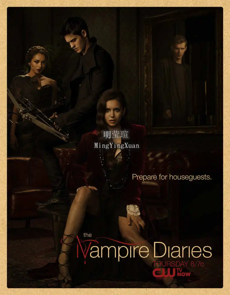 The Vampire Diaries Classic Movie Posters Retro Kraft Paper Sticker DIY Room Bar Cafe Aesthetic Art Wall Painting