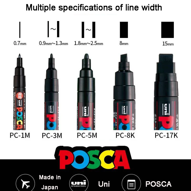 Posca Paint Markers Portable 8pcs Set All Tips Acrylic Art Pens for Journaling/Shoe Customization/Phone Case/Small DIY Projects