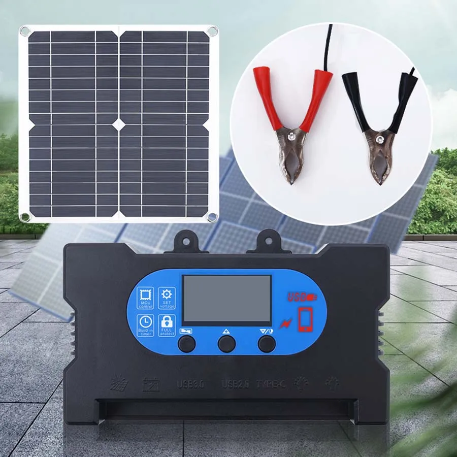 Solar Panel Kit 20V 25W IP65 Waterproof Solar  Fast Charger For Phone Portable Monocrystalline Solar Powered Battery Charger