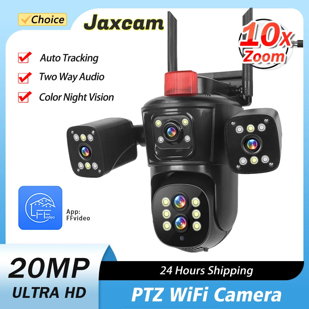 

20MP 10K Security Protection Camera WiFi Outdoor 10X Zoom Five Lens Four Screens CCTV Video Surveillance Auto Tracking PTZ Cam