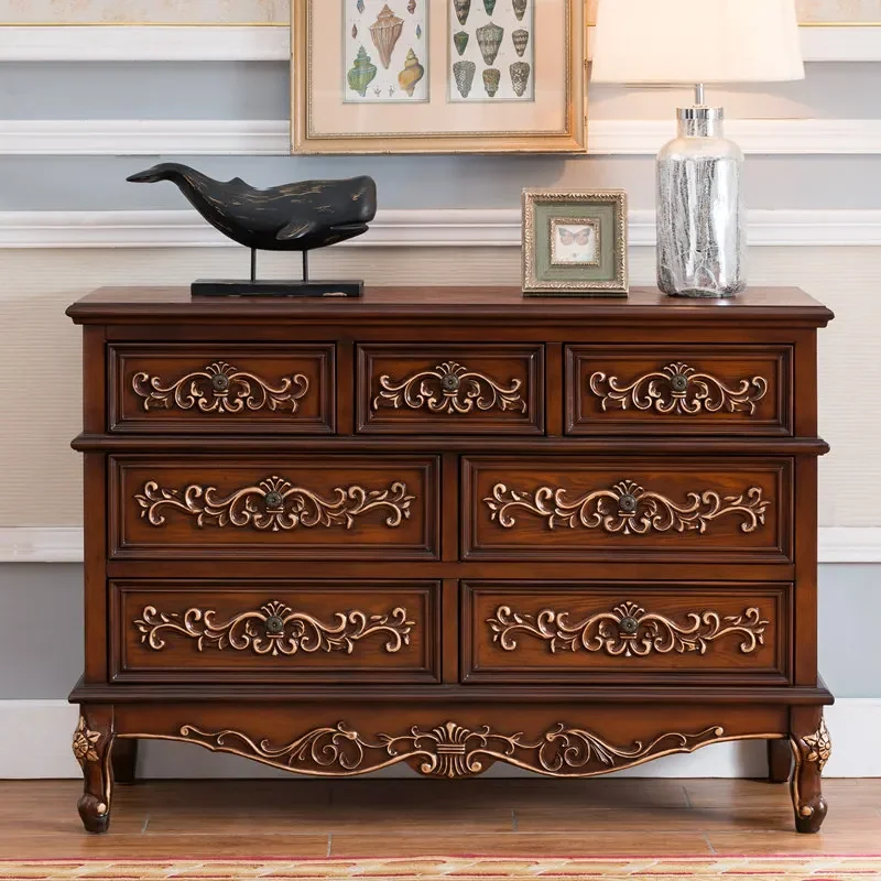 European-style seven chest cabinets pastoral hand-painted storage and finishing cabinets American-style country chest
