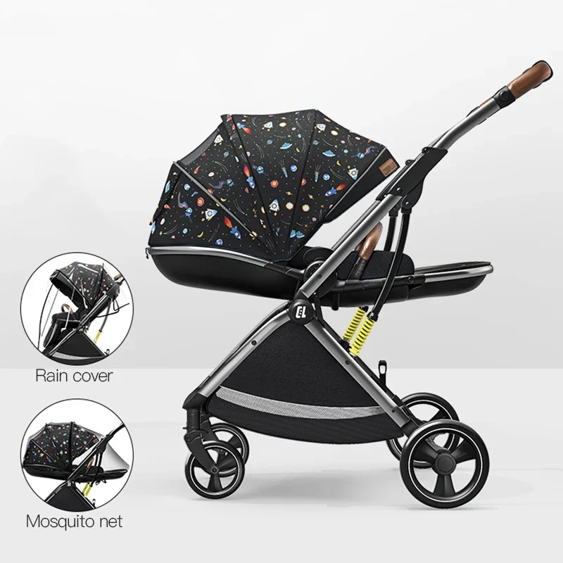 

Eggshell Baby stroller can sit and lie down portable folding trolley high view baby pram good for newborn