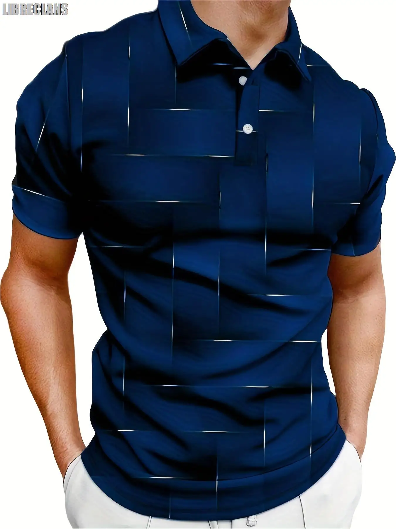 2024 New Button POLO Tops Casual Street Men\'s Gray Plaid Printed Shirt Men\'s Clothing Vintage Loose Sports Short Sleeve Tops