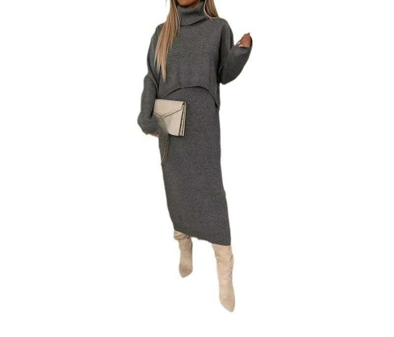 2025 Autumn and Winter New Women's Clothing Lazy Style Knitted Sweater Elegant Half Skirt Two-piece Set