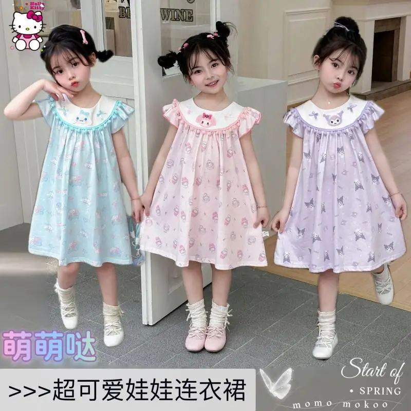 

Cartoon Sanrio Girl Kuromi Sleeveless Dress Vest Skirt Baby Skirt Cotton Skirt Summer Fashion Comfortable Soft All-Match