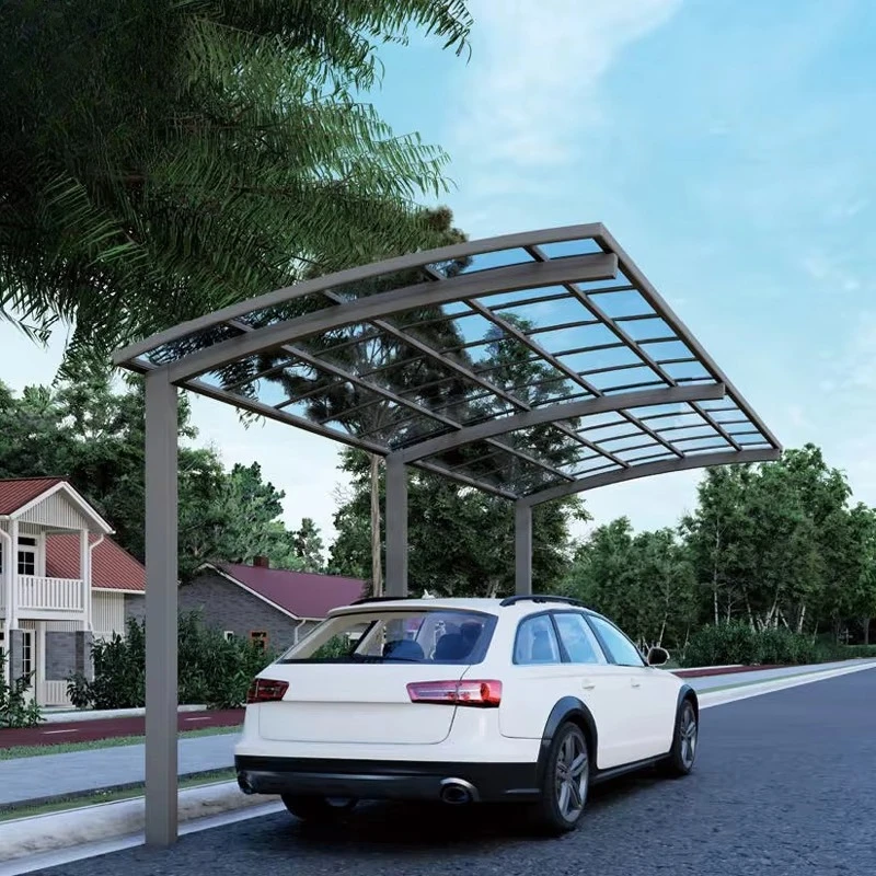 Modern Design Arched Polycarbonate Roof Aluminum Carport, Heavy Duty Weatherproof Garage for Outdoor Parking Shelter