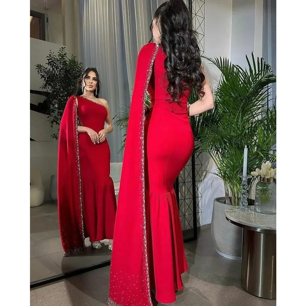 Sexy Red Sequin Prom Dresses With Feathers 2022 High Split Mermaid Evening Gowns Formal Party Robe De Mariee