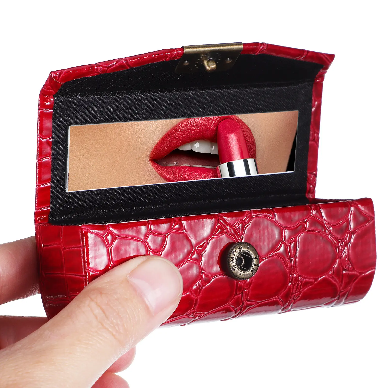 Compacte lippenstift-etui met enkele sleuf, PU-houder voor dames, modieuze reisgenoot, veilige opbergruimte voor lippenbalsem onderweg