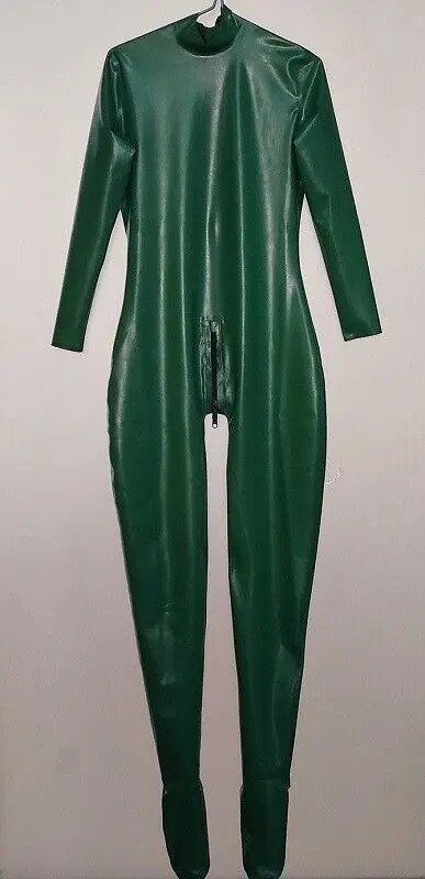 

Темно-зеленый комбинезон для косплея из 100% латексной резины, приятный для кожи спортивный боди с молнией сзади, комбинезон для удобной посадки