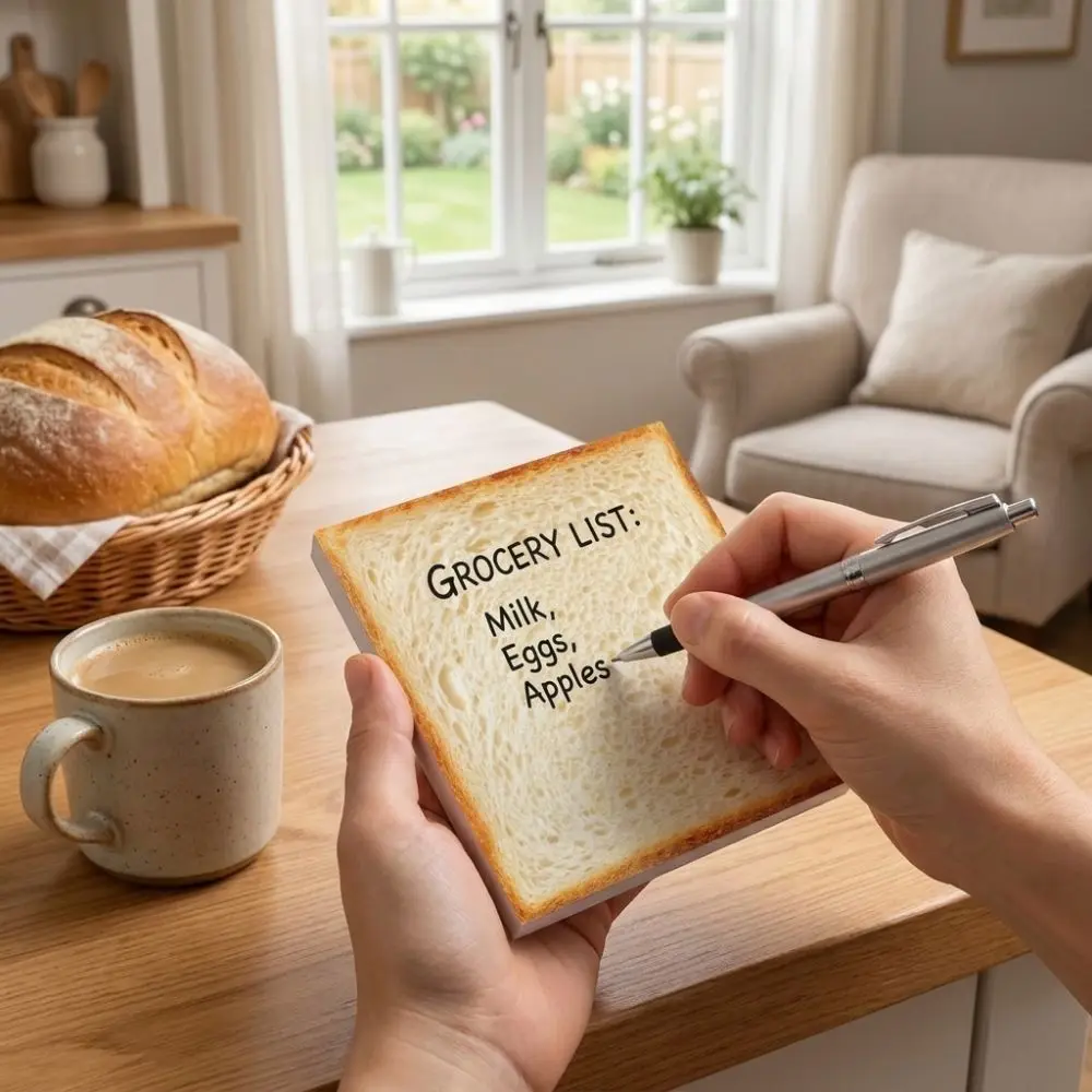 Self Stick Bread Sticky Notes Removable Adhesive 50 Sheets Food Theme Memo Pads Tearable Paper Toast Sticky Notes