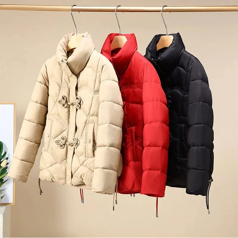 Top-Grade Winter New Casual Korean Down Cotton Jacket Women Parkas Fashion Standing Collar Warm Overcoat Ladies Padded Outwear