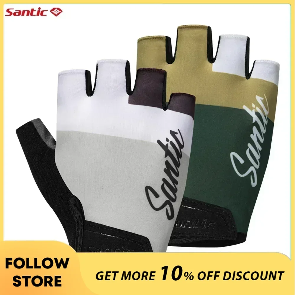 

Santic Cycling Gloves Outdoor Running Sports MTB Riding Sports Half Fitness Gloves Non-slip Shock Absorption Short Finger Unisex