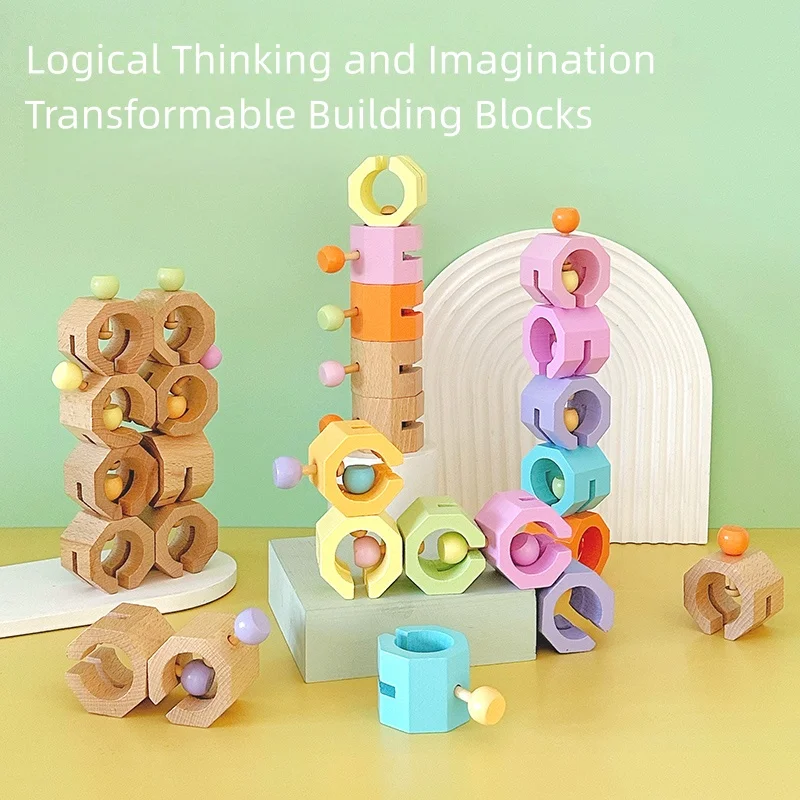 Bunte Nussspielzeuge aus Holz in verschiedenen Formen und Farben – Kinder können drehen und spielen, um Hand-Auge-Koordination und kognitiven Ski entwickelt