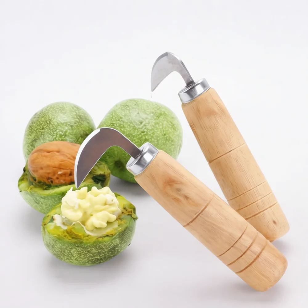 Modern Stainless Steel Nut Opener Walnut Skin Peeling Tool Kitchen Gadget Manual Fruit Huller Reliable Cooking Knife