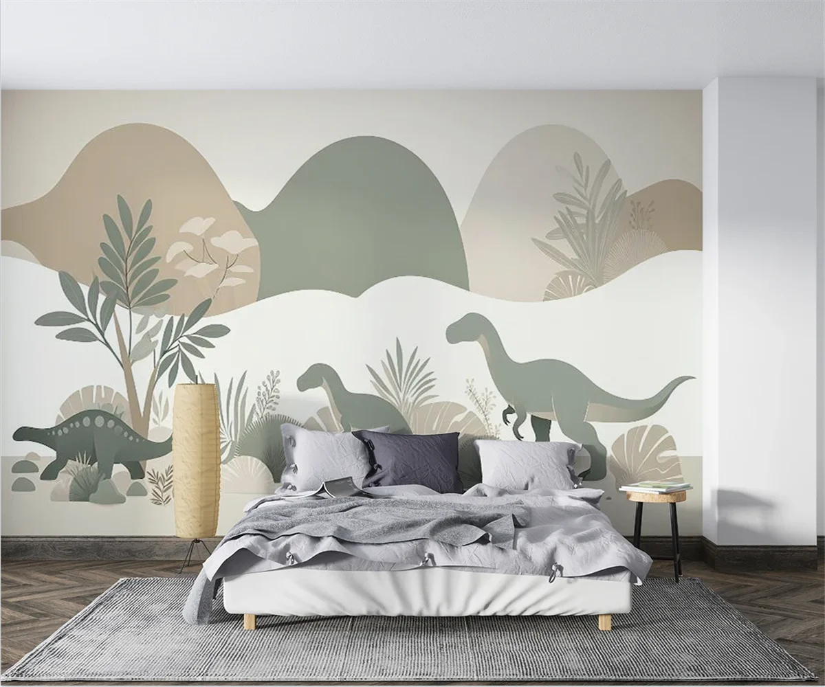 Custom size mural jungle cartoon dinosaur children room background wallpaper home decoration kindergarten living 3d wallpaper