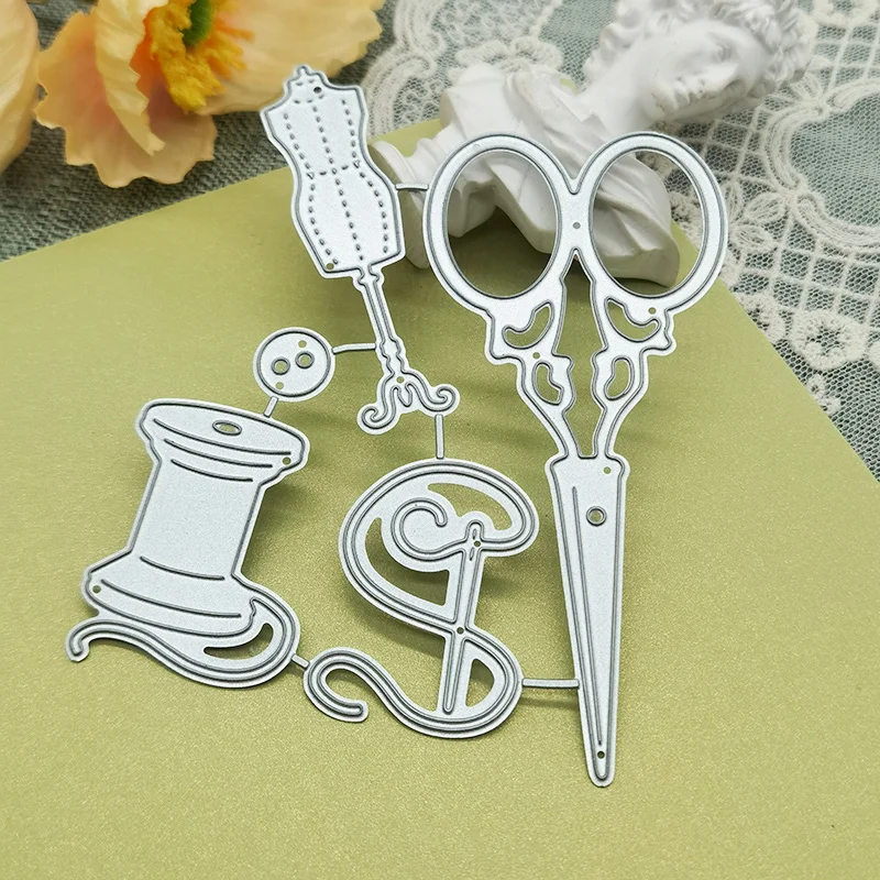 Cutting Dies Scissors Needle Line Metal Stencil Mold Crafts Die Cut Scrapbook Embossing Decorative Album Cover DIY Card