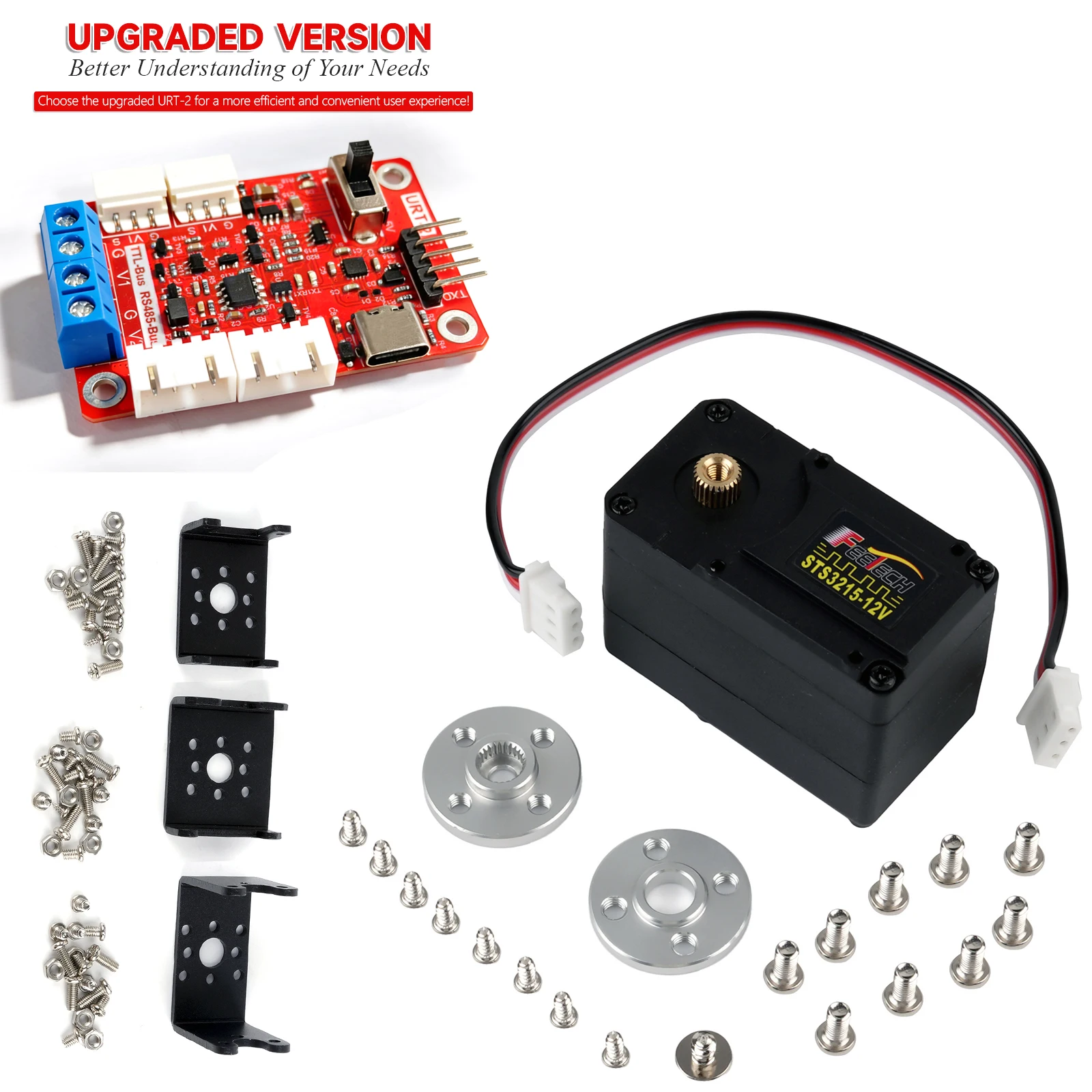 Feetech ST-3215-C018 12V 30KG.cm Dual Axis TTL Smart String Servos Magnetic Encoding 360 Degrees Continuous Rotation Servo